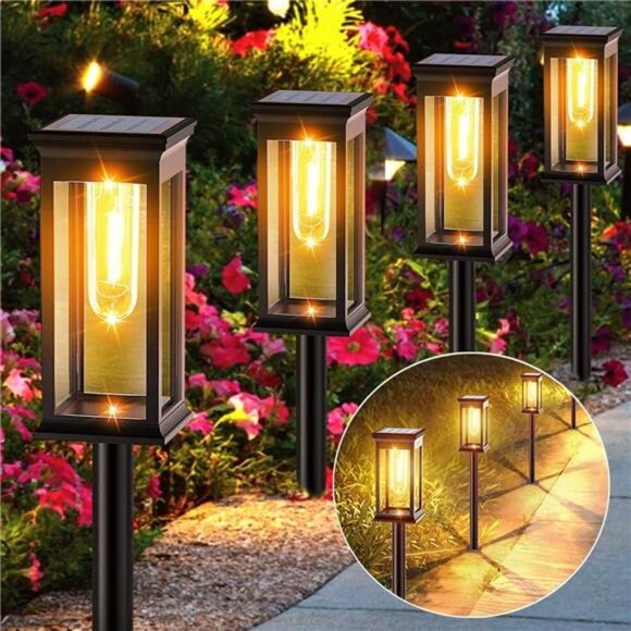 Solar Pathway Lights, 6 Pack Solar Lights Outdoor Waterproof IP65, Auto On/Off S - Picture 1 of 7